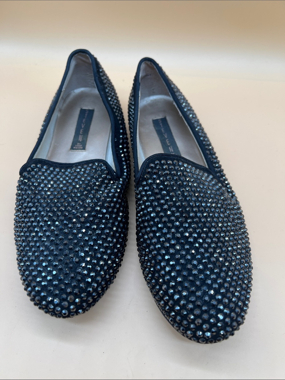 Seven7 Black Crystal Embellished Slip-On Loafers